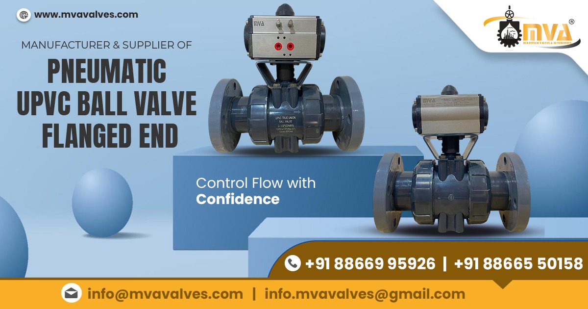 Pneumatic UPVC Ball Valve Flanged End in UAE