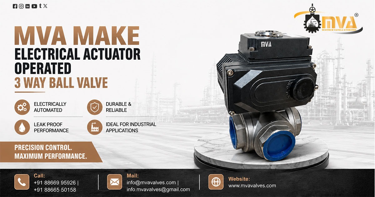 Electrical Actuator Operated 3 Way Ball Valve in Ahmedabad