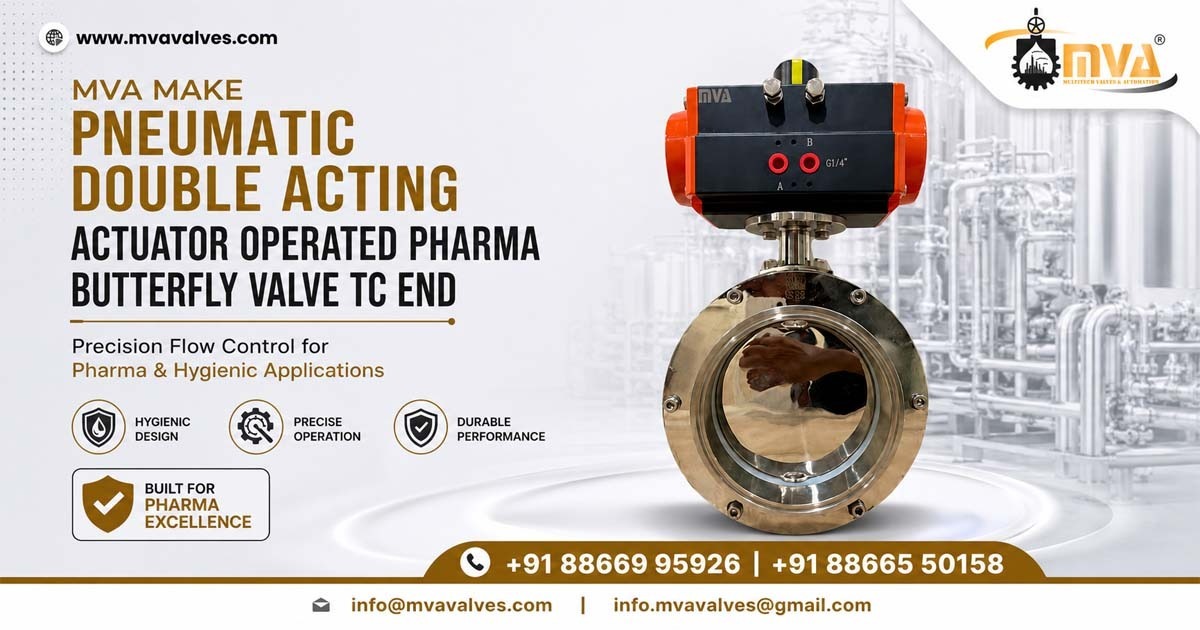 Pneumatic Actuator Pharma Operated Butterfly Valve in Bharuch