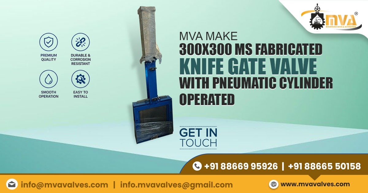 MS Fabricated Knife Gate Valve with Pneumatic Cylinder in Ankleshwar